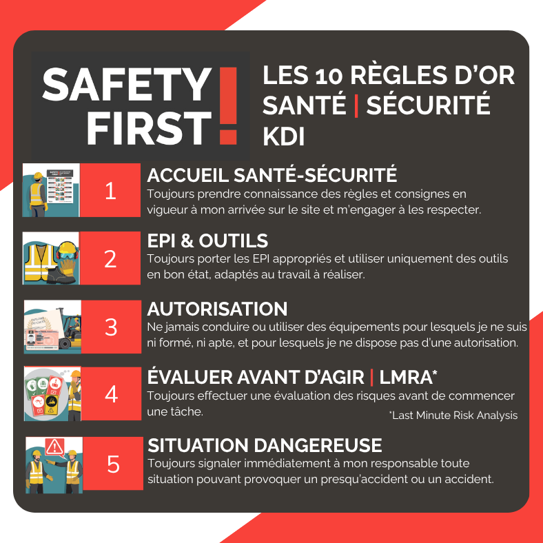 5 premières règles d'or de la sécurité chez KDI