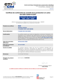 Certification EN1090-1:2009+A1:2011